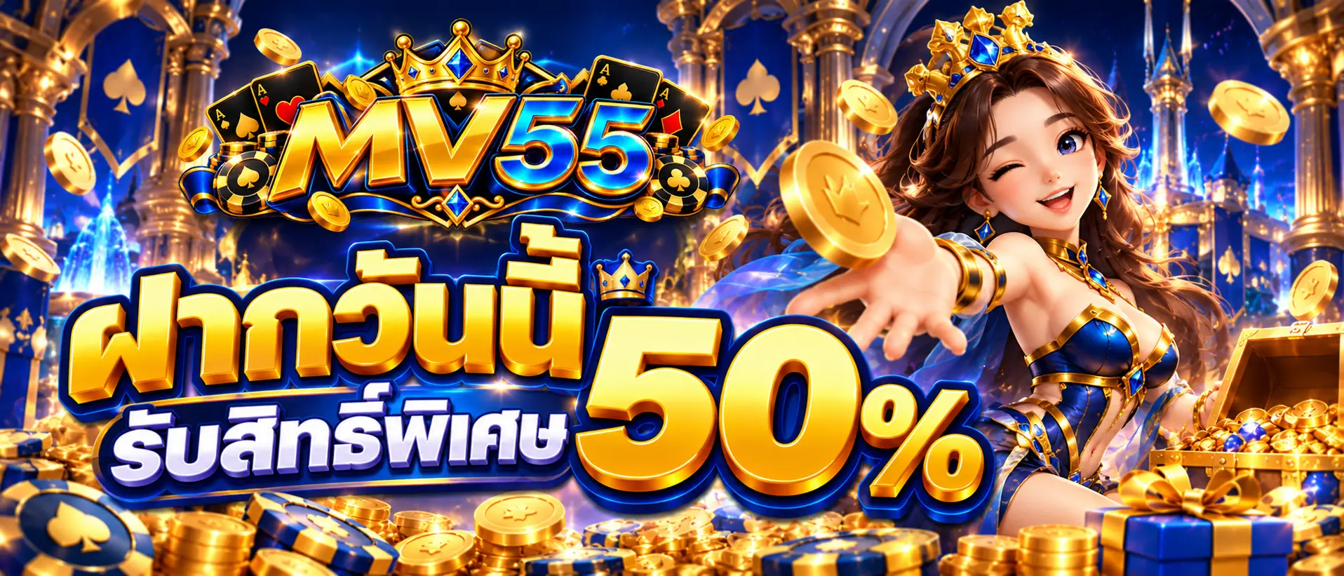 ฝากวันนี้รับสิทธิ์พิเศษ 50 %